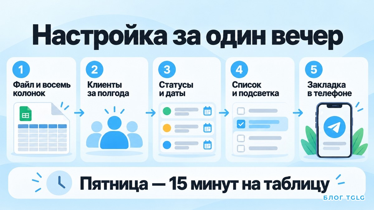 Пять шагов настройки учета клиентов за один вечер и пятничные 15 минут