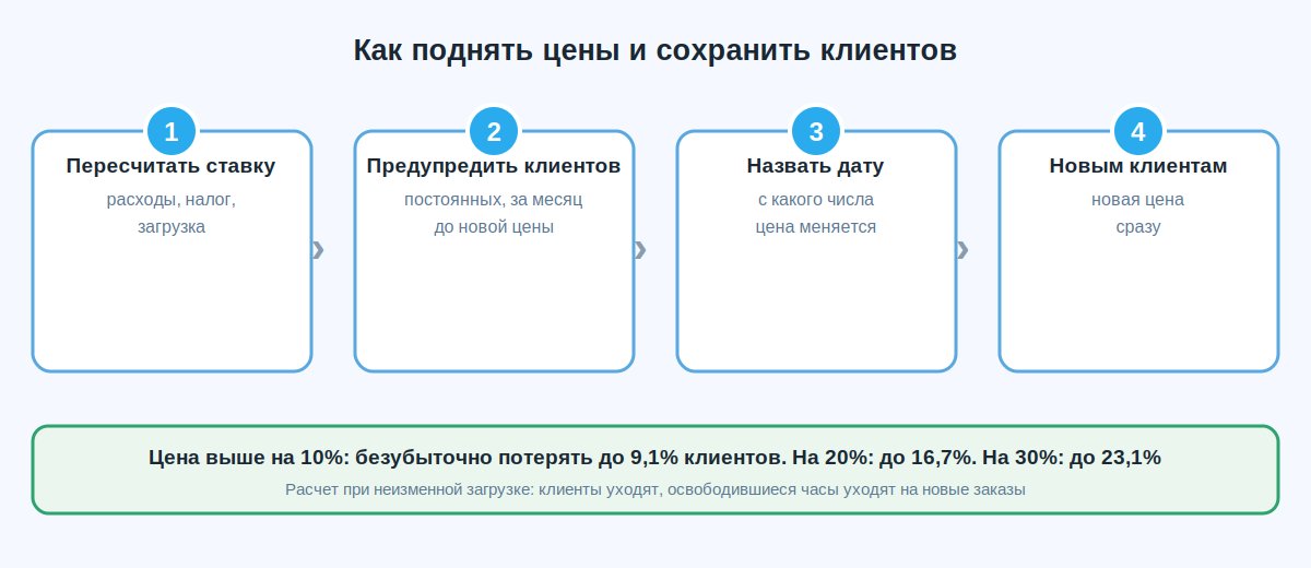 Порядок повышения цен: пересчет ставки, предупреждение клиентов и новая цена
