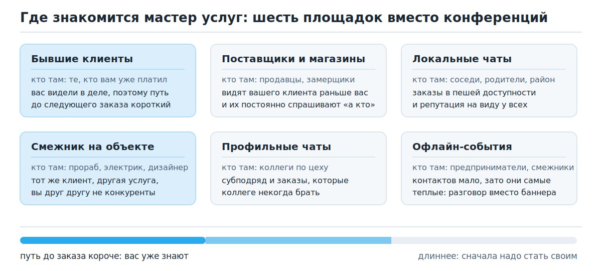 Карта площадок для нетворкинга специалиста услуг вместо конференций и форумов