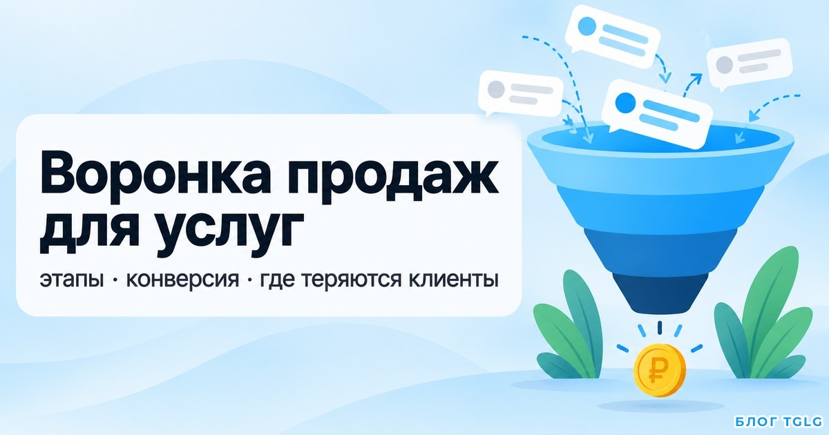 Воронка продаж для услуг: этапы, конверсия и места, где теряются клиенты