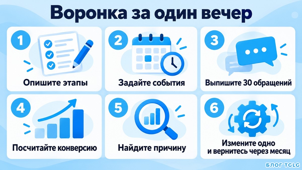 Чеклист из шести шагов сборки воронки продаж за один вечер